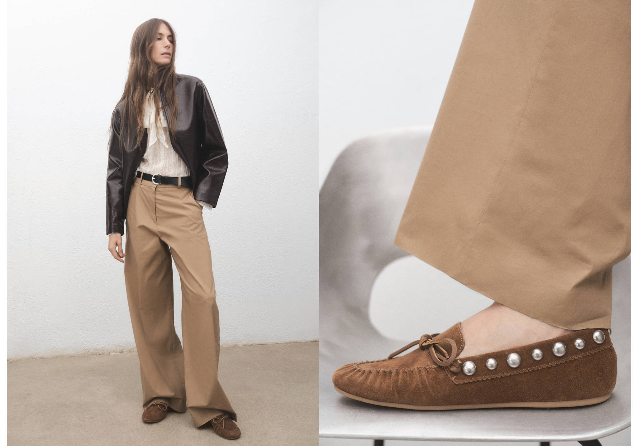 Mocassins en daim à clous - Plan panoramique