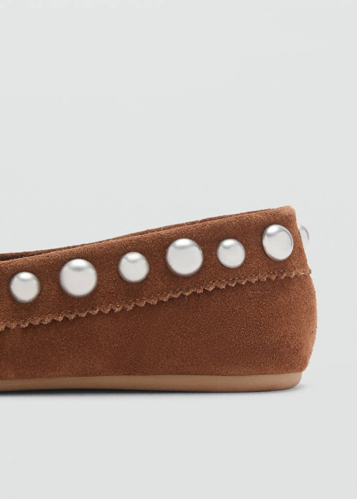 Suede moccasin with studs — Medium Brown