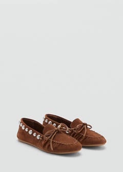Suede moccasin with studs — Medium Brown 10