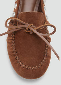 Suede moccasin with studs — Medium Brown 11
