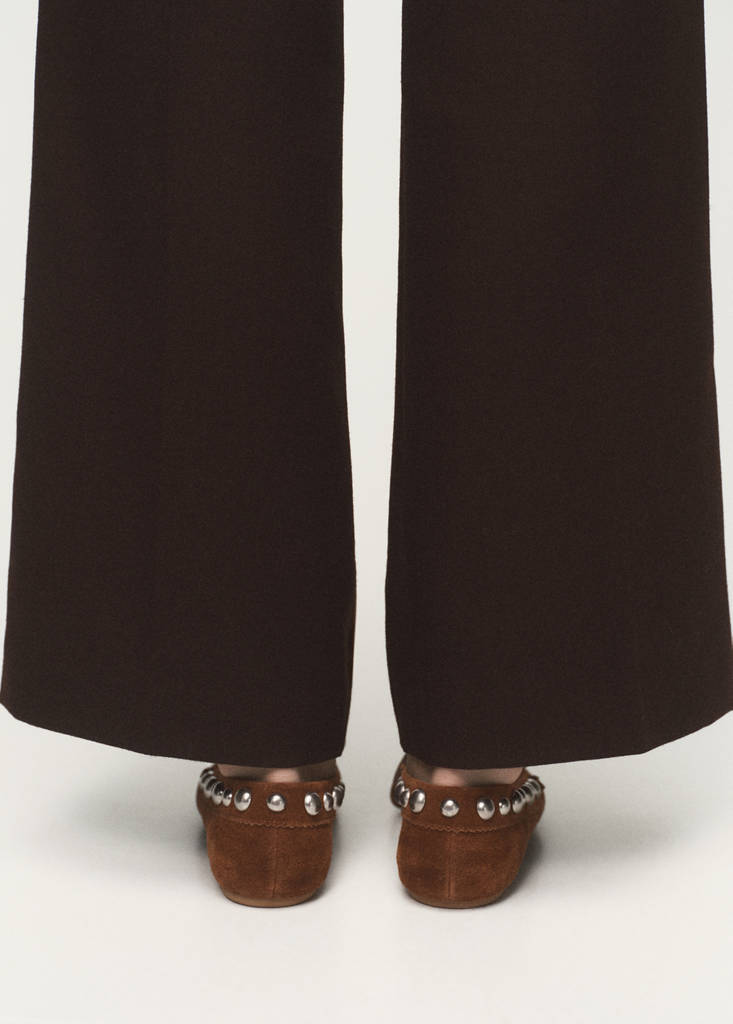 Suede moccasin with studs — Medium Brown