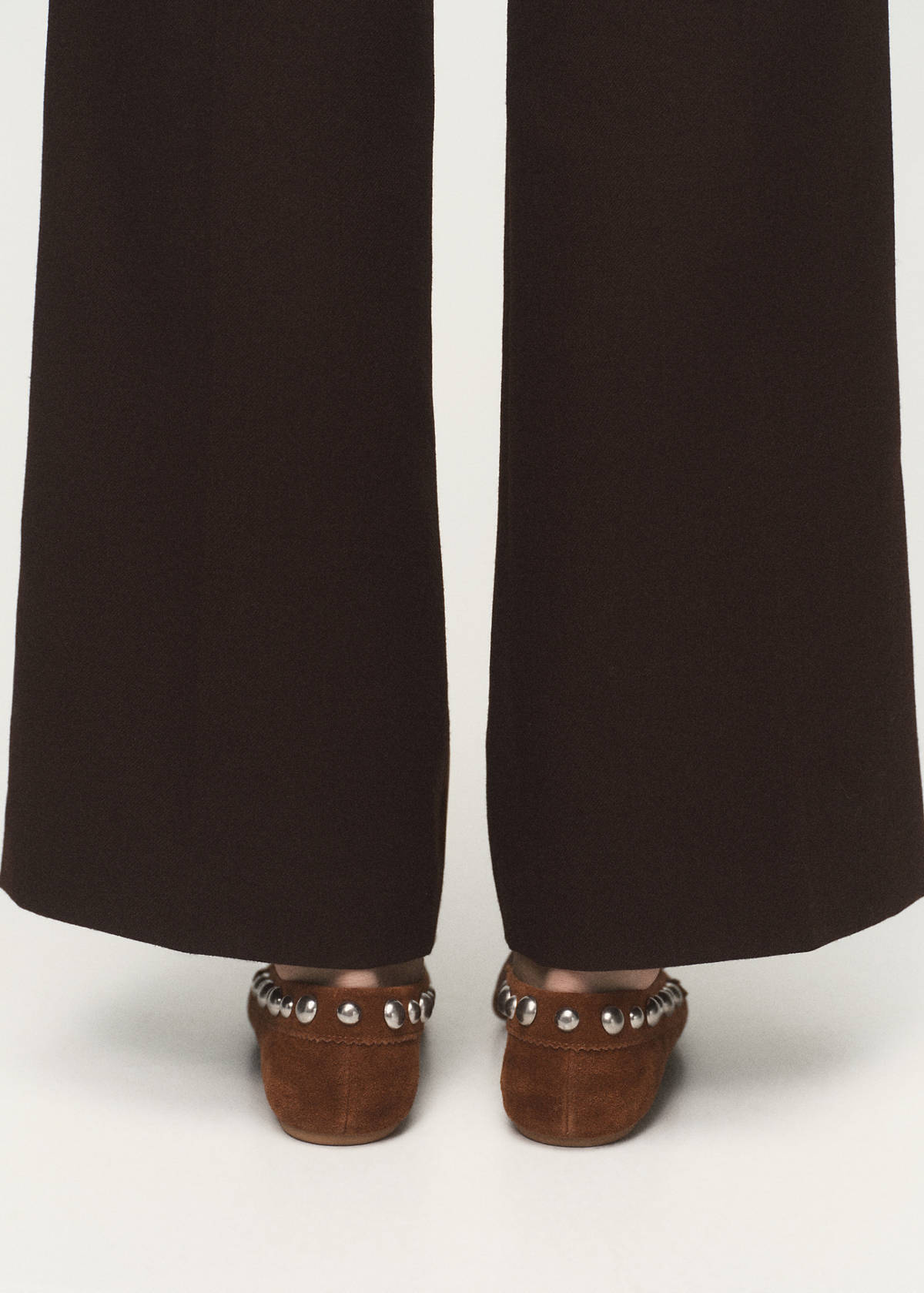 Suede moccasin with studs — Medium Brown