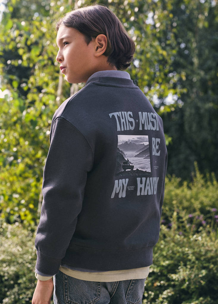 Printed cotton sweatshirt — Dark Grey