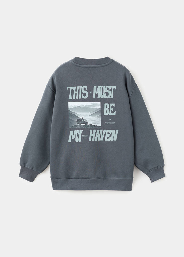 Printed cotton sweatshirt — Dark Grey