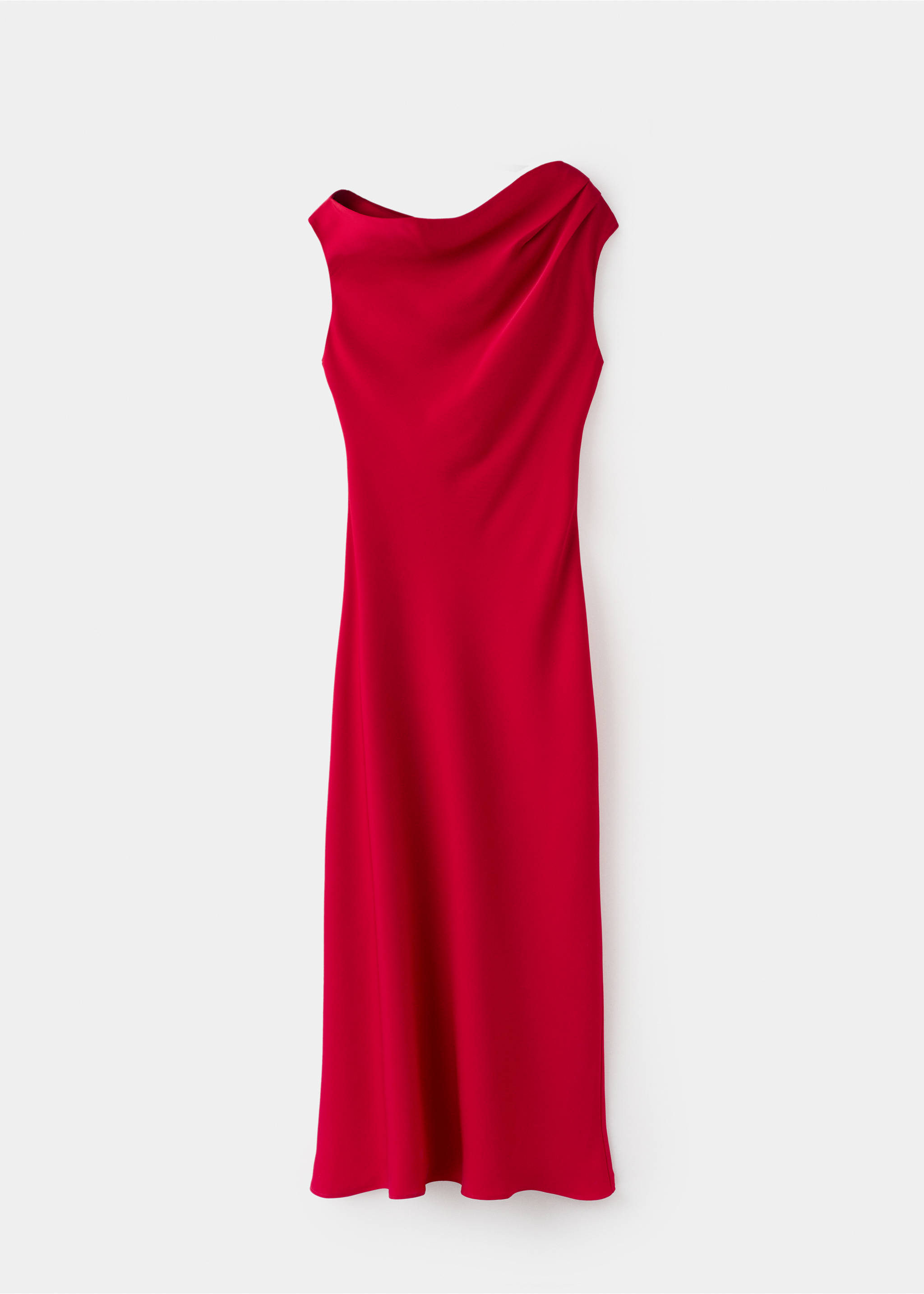 A-line dress with asymmetrical neckline - Article without model, Red. Ref: 17047137-00.