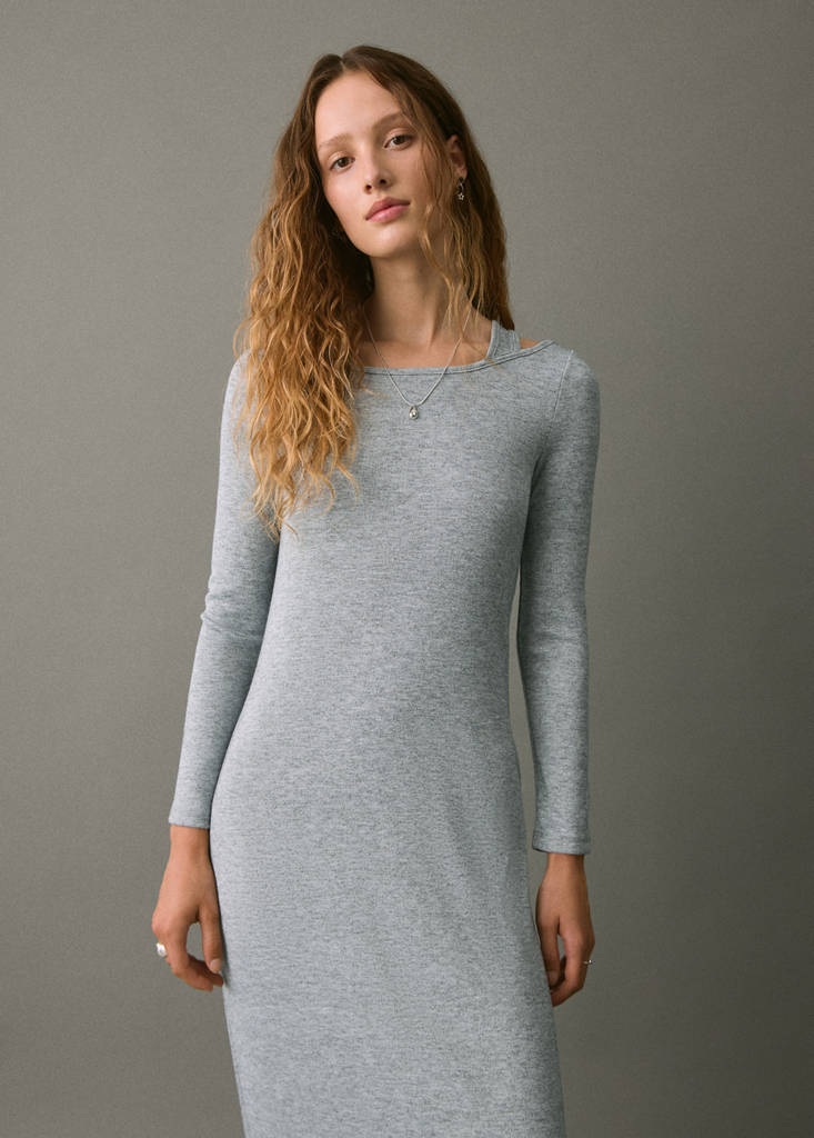 Long dress with cut-out — Medium Heather Grey