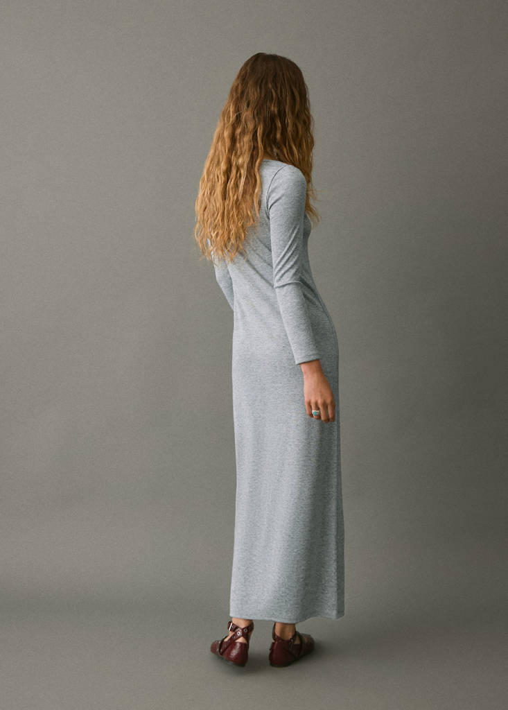 Long dress with cut-out — Medium Heather Grey