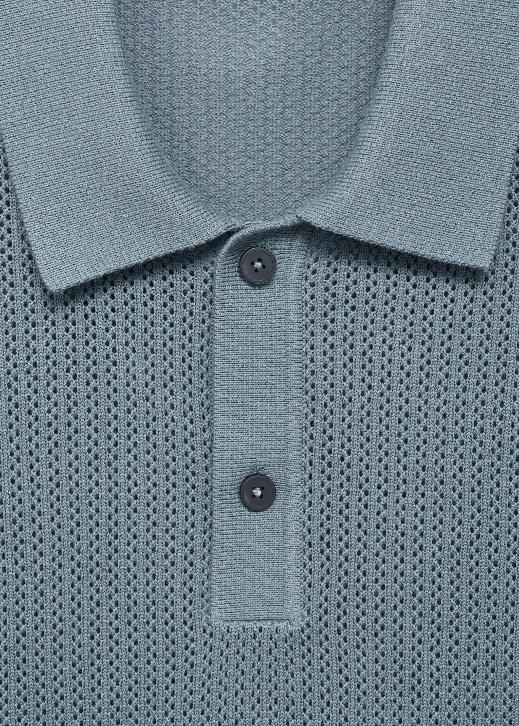 Knitted cotton polo shirt with lace pattern - Details of the article 8
