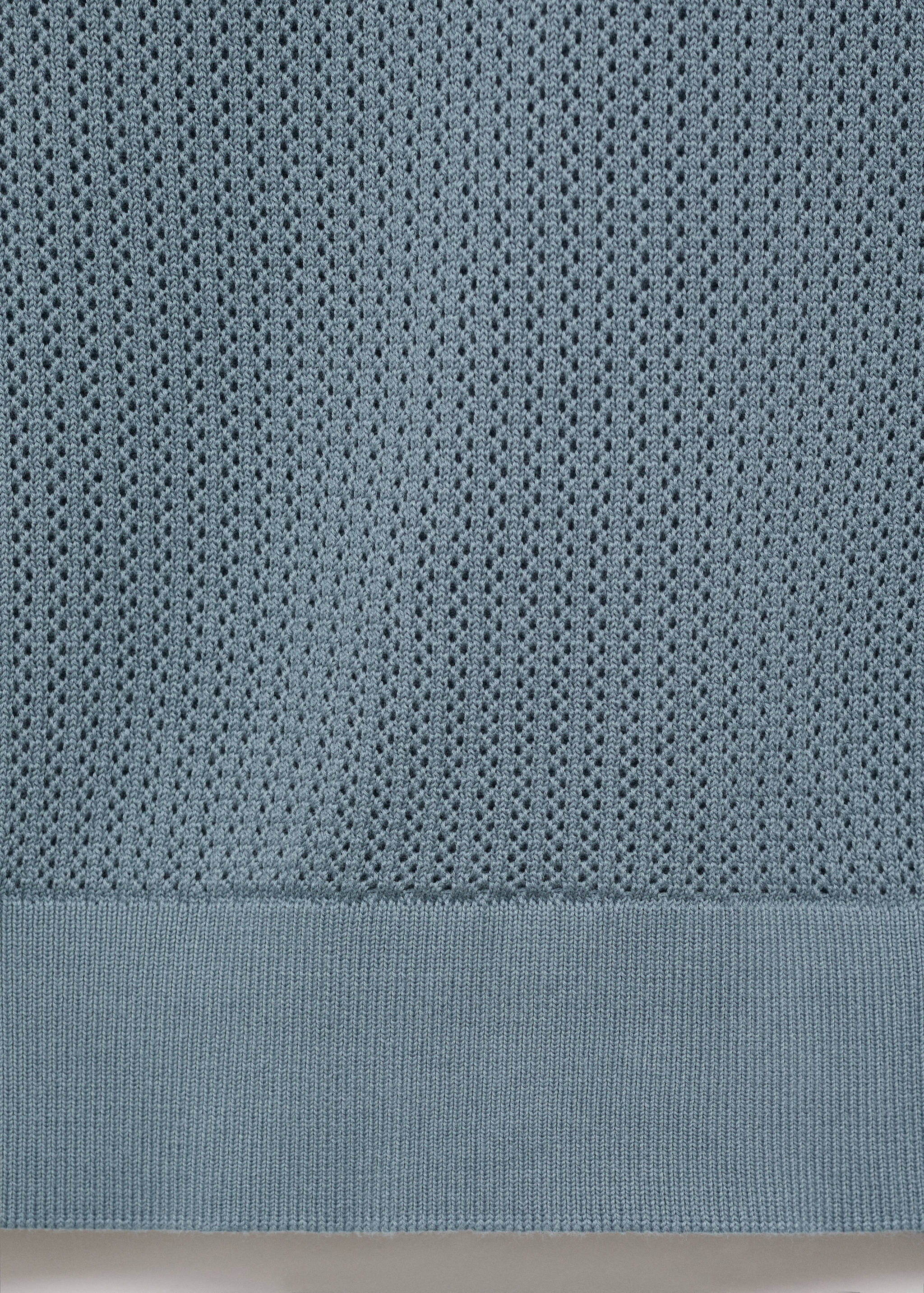 Knitted cotton polo shirt with lace pattern - Details of the article 0