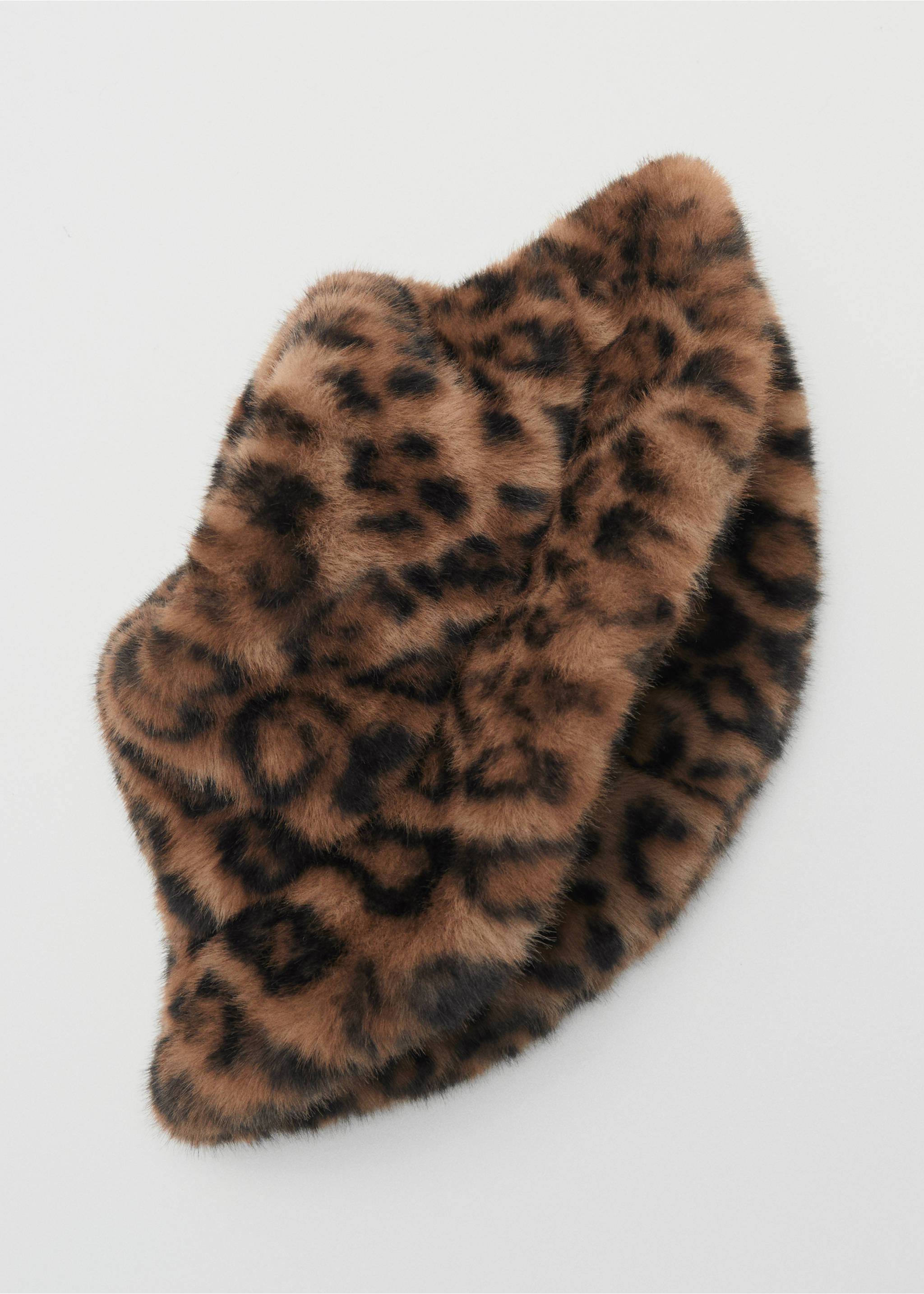 Leopard faux-fur bucket hat - Details of the article 1, Brown. Ref: 17047766-00.