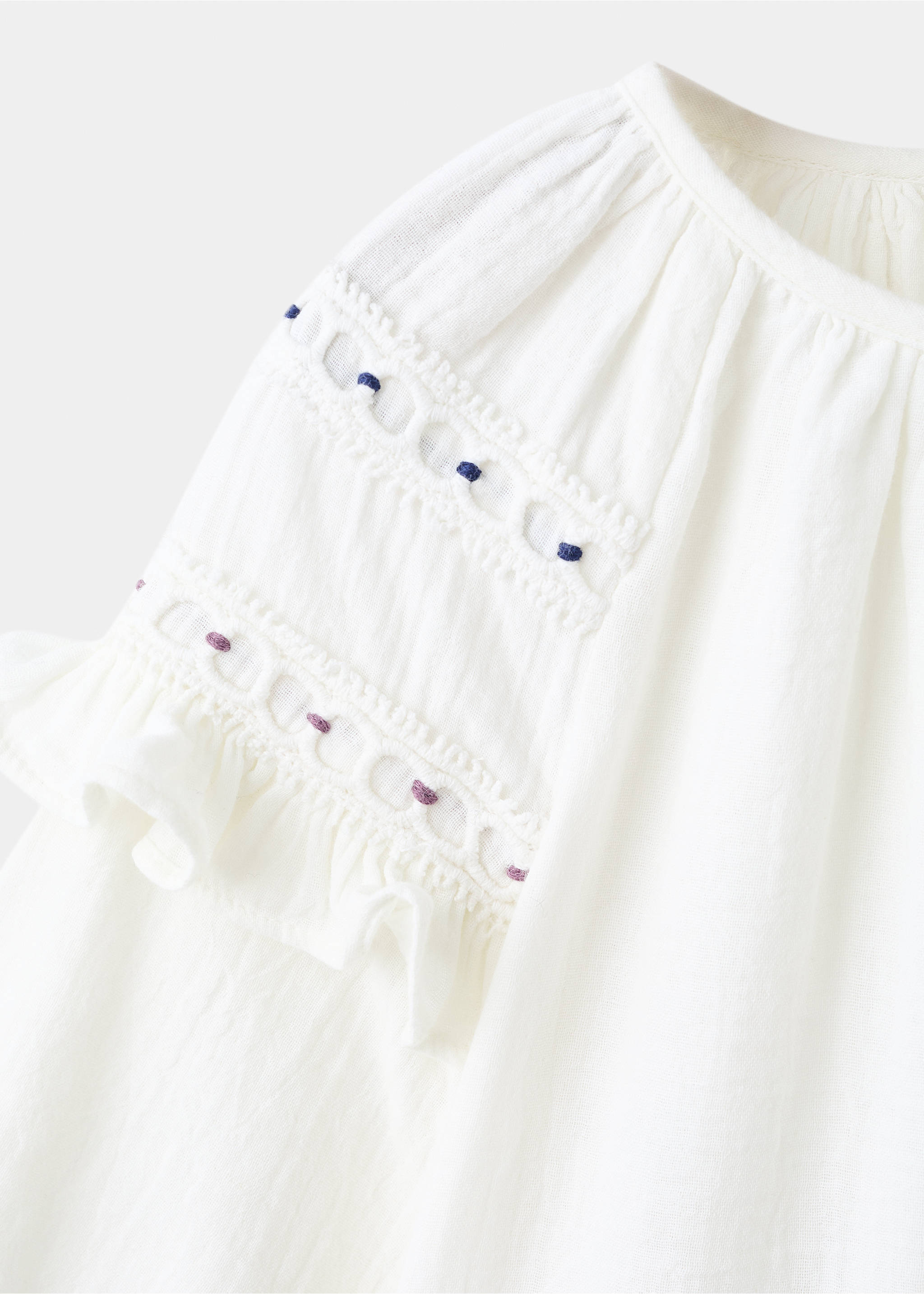 Blouse brodée en coton - Détail de l'article 8, Écru. Ref: 17047767-00.