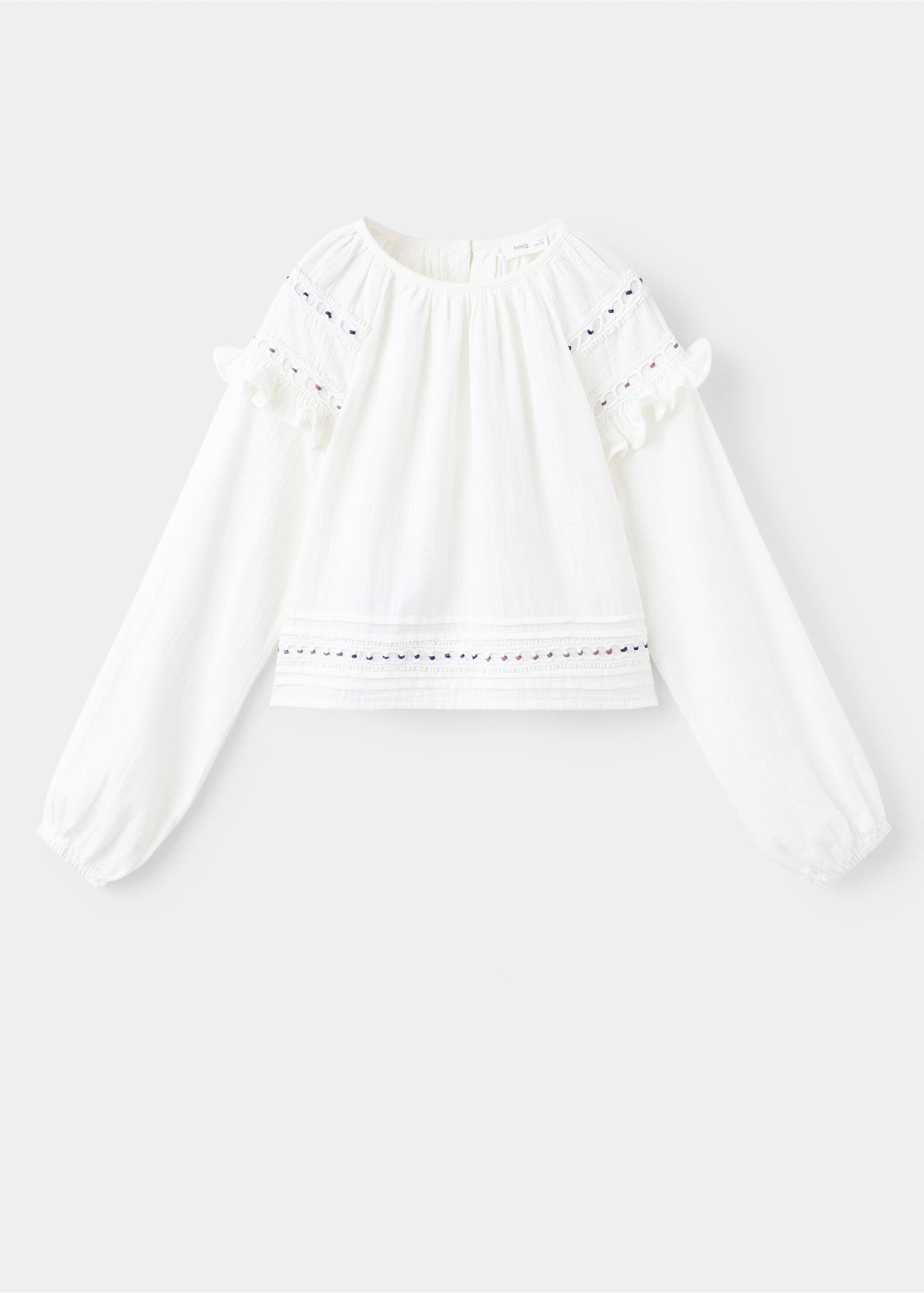 Blouse brodée en coton - Article sans modèle, Écru. Ref: 17047767-00.