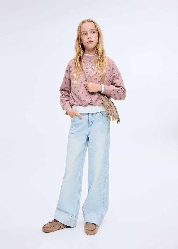 MANGO KIDS - Sweat brodé imprimé floral rose - 9-10 ans - Fille