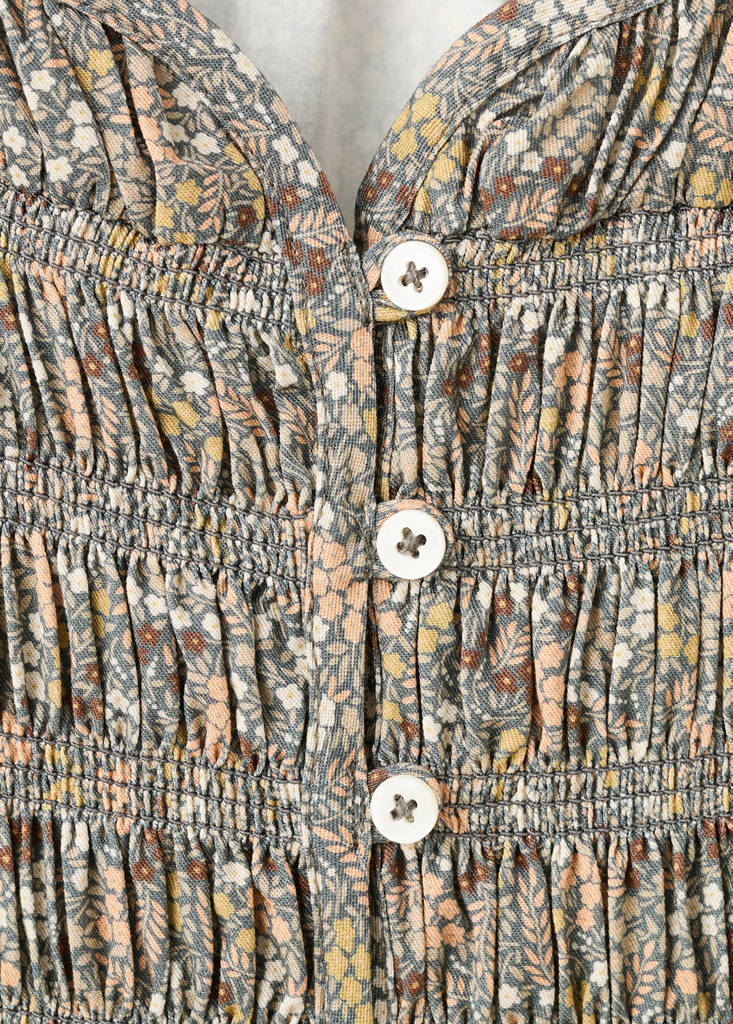 Ruched floral dress — Dark Green