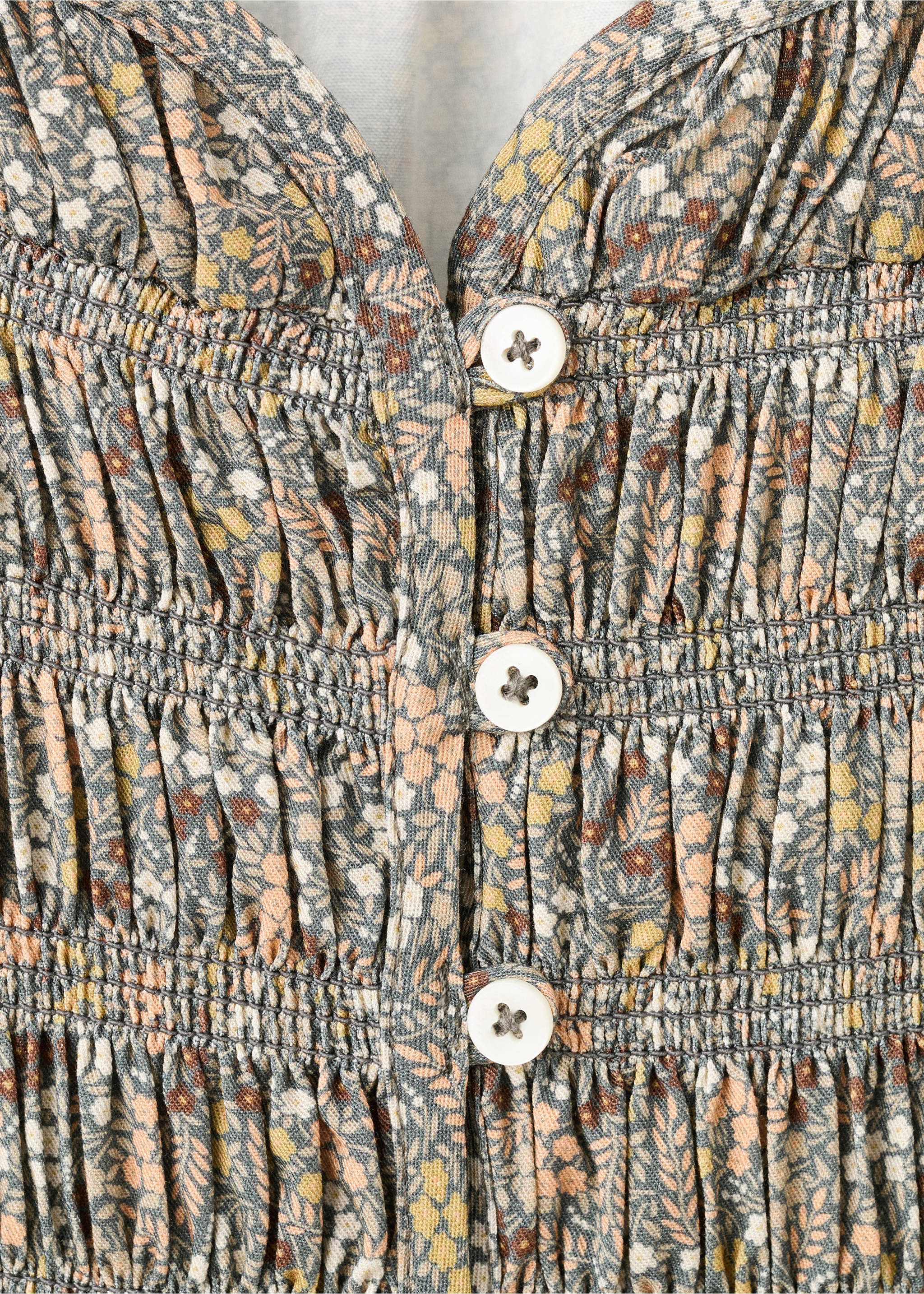 Vestido fruncido floral - Detalle del artículo 8, Verde oscuro. Ref: 17047770-00.