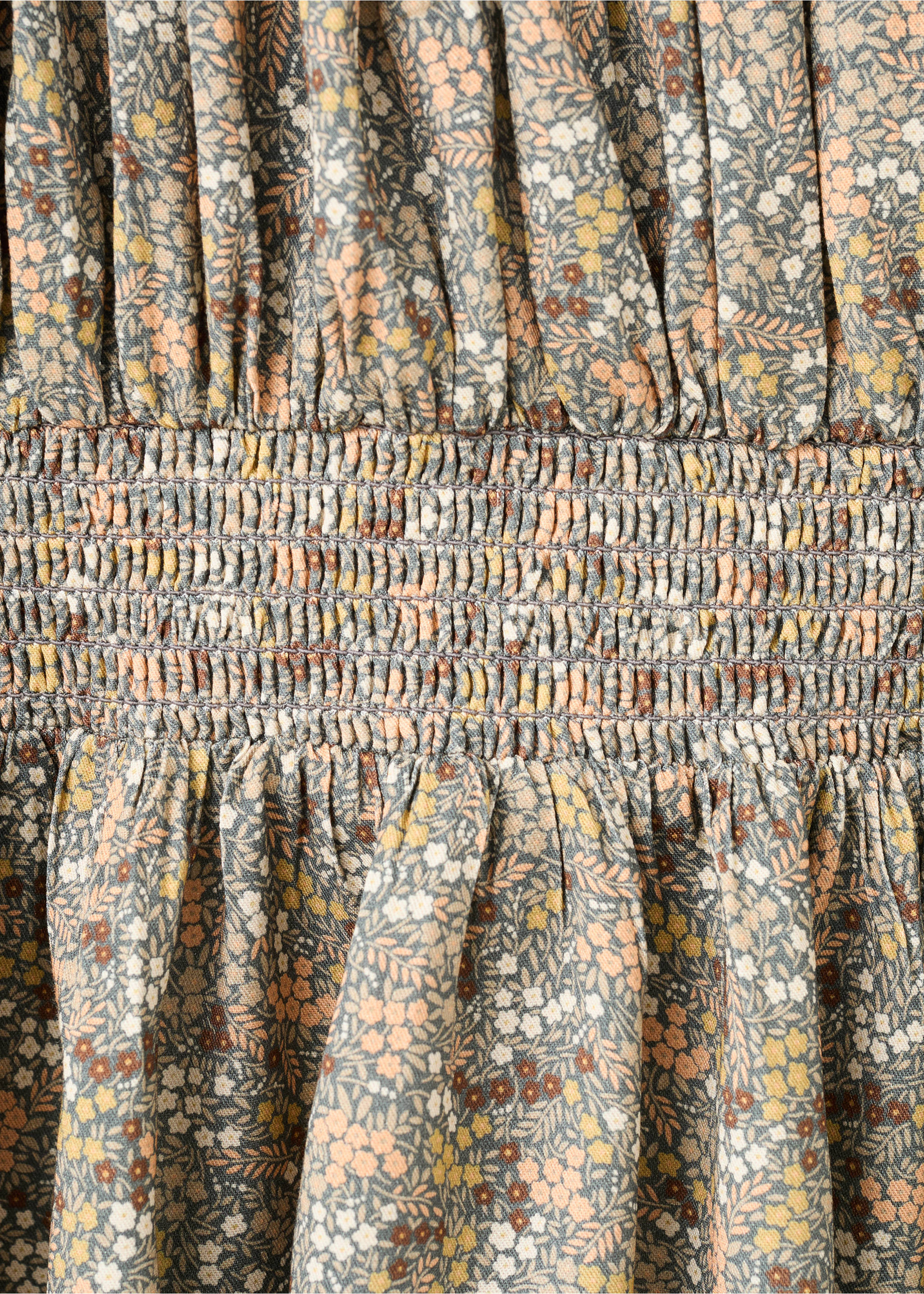 Vestido fruncido floral - Detalle del artículo 0, Verde oscuro. Ref: 17047770-00.