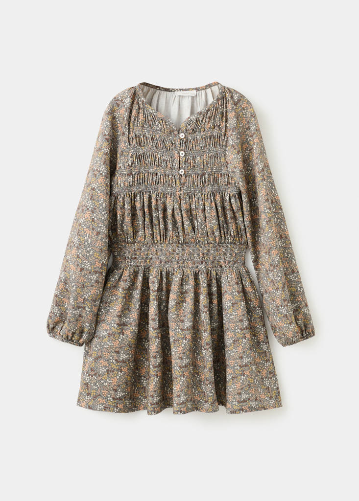Ruched floral dress — Dark Green