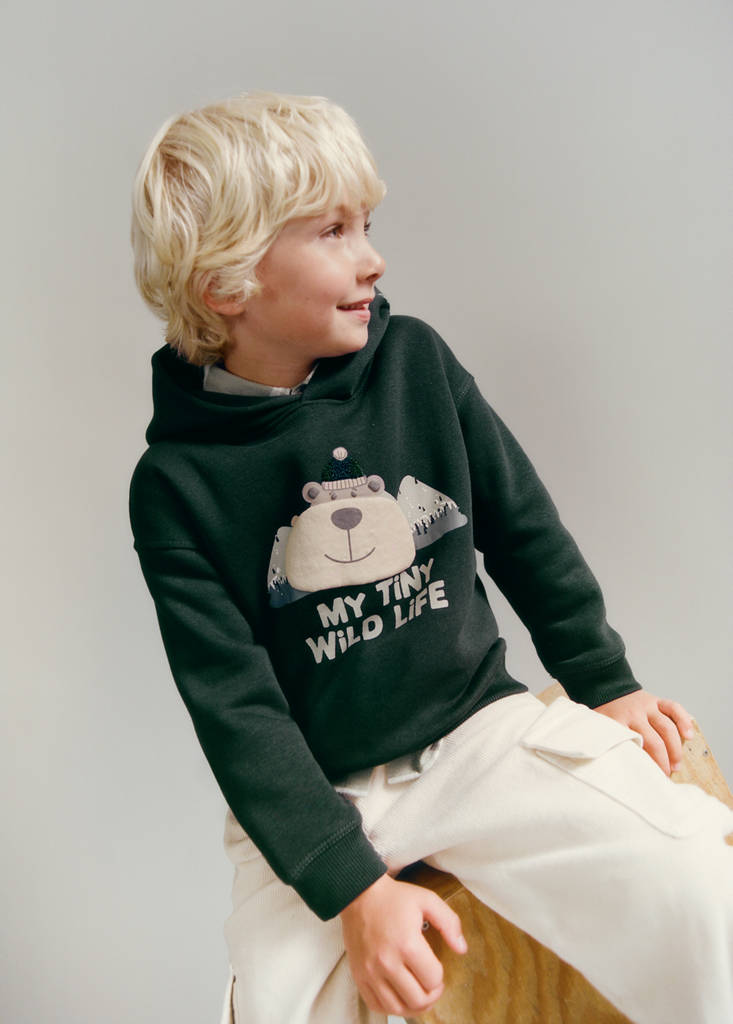Printed hoodie — Dark Green