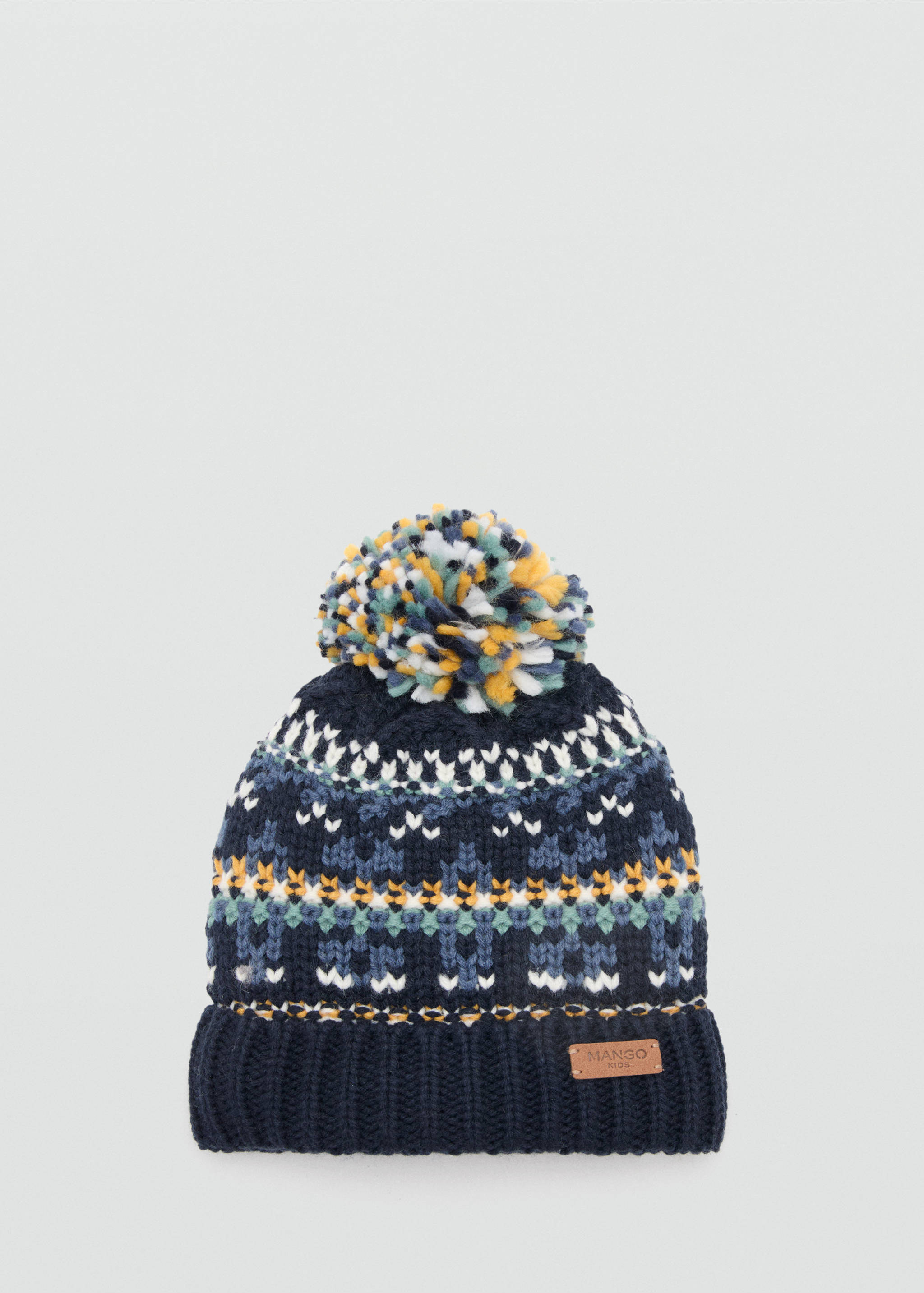 Bonnet en maille à pompon - Article sans modèle, Bleu marine. Ref: 17047776-00.