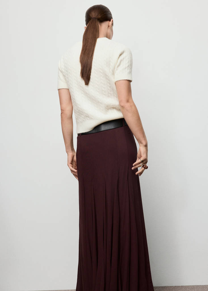Short-sleeved cable-knit sweater — Ecru