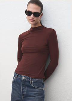 Turtleneck T-shirt — Brown 1