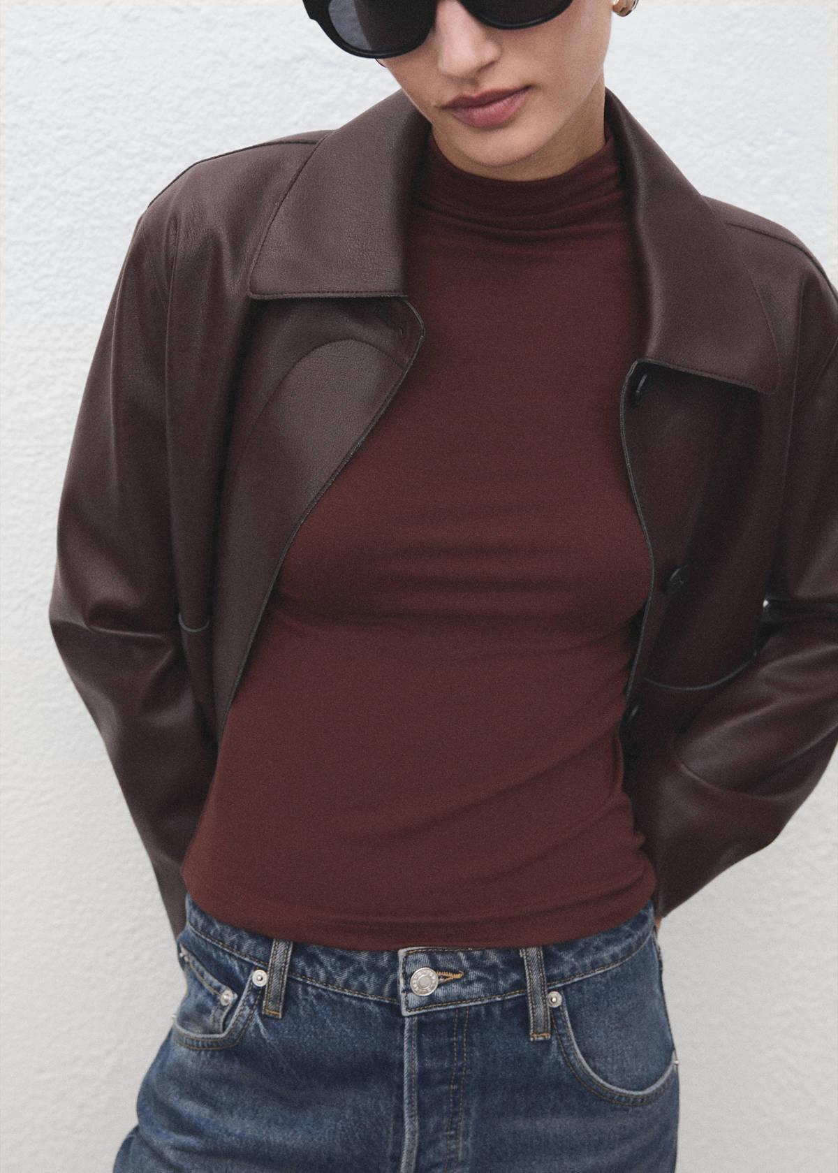 Turtleneck T-shirt — Brown