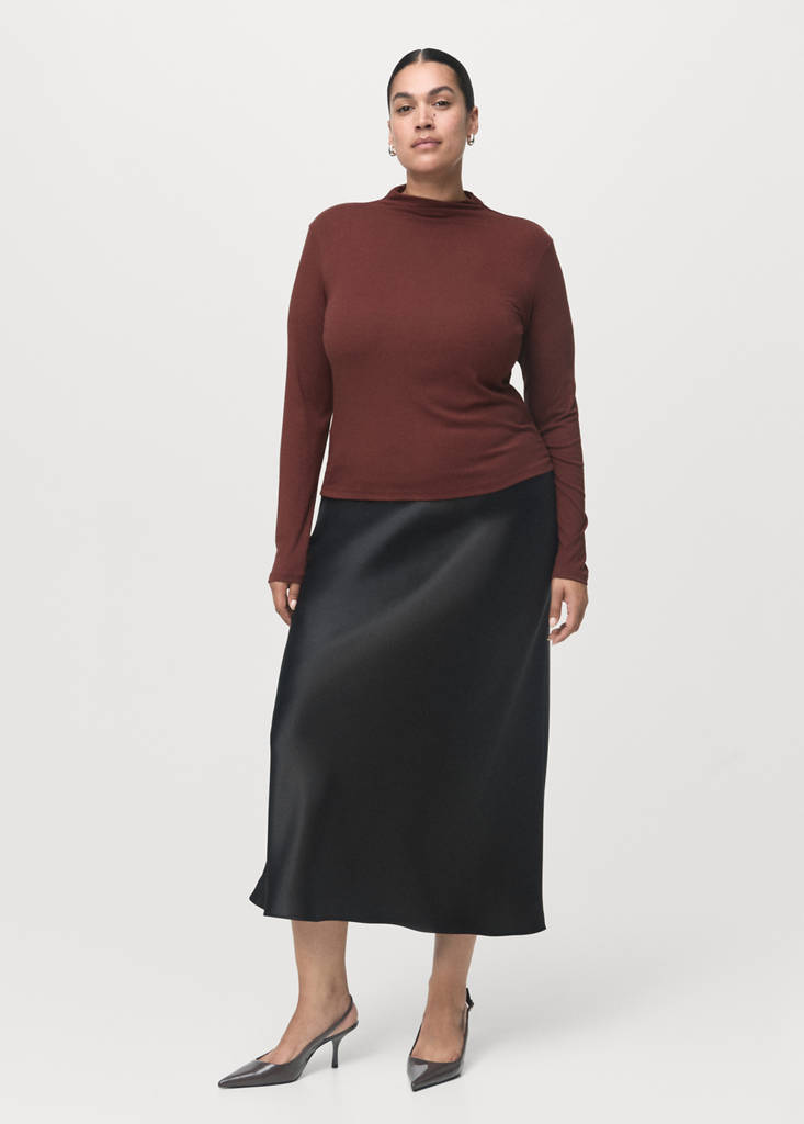 Turtleneck T-shirt — Brown