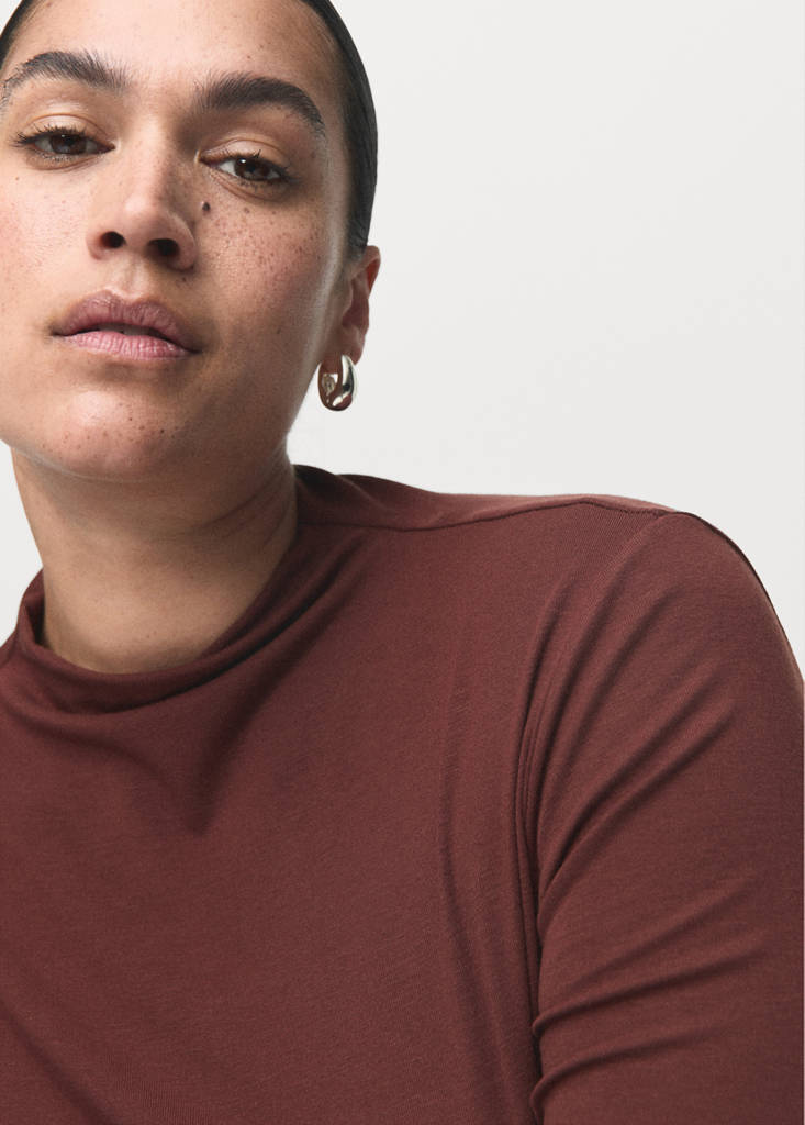 Turtleneck T-shirt — Brown