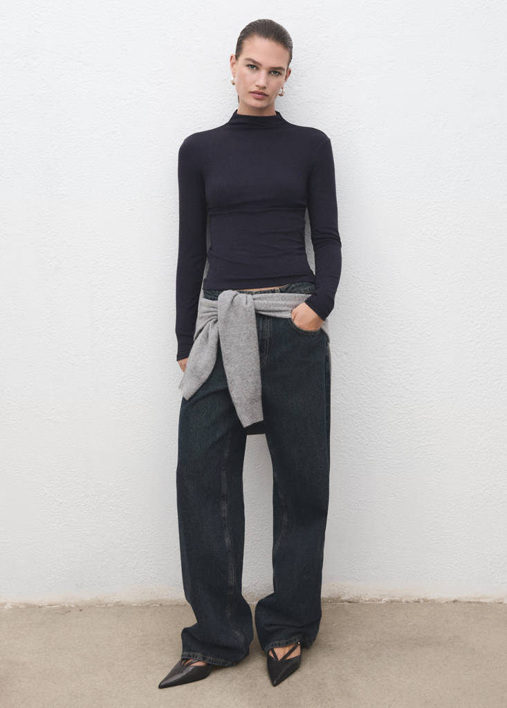 Turtleneck T-shirt — Navy