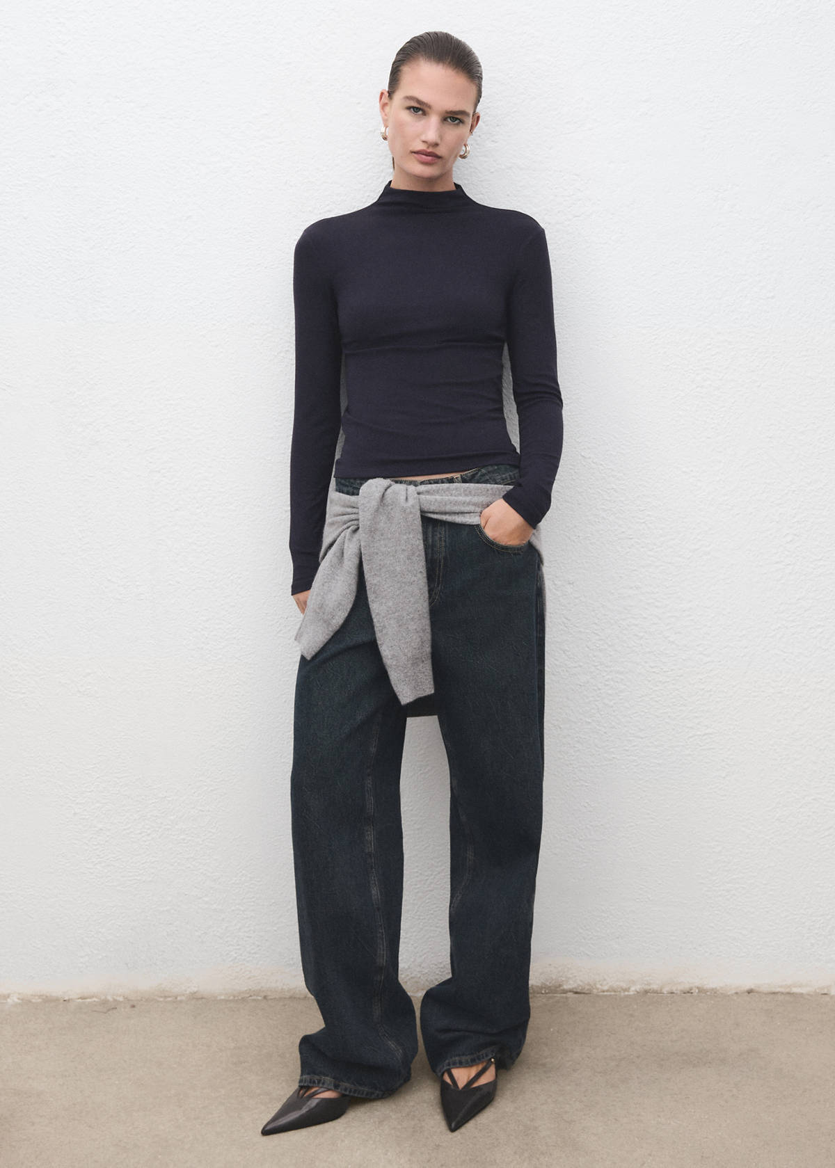 Turtleneck T-shirt — Navy