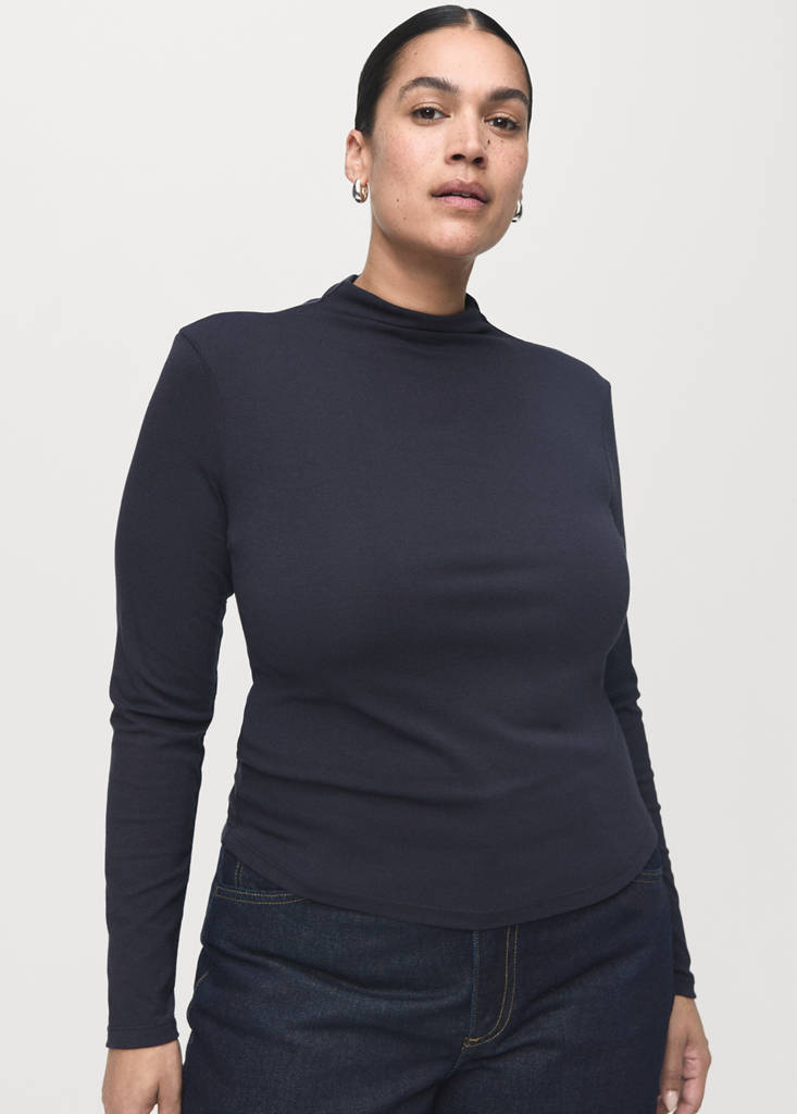 Turtleneck T-shirt — Navy