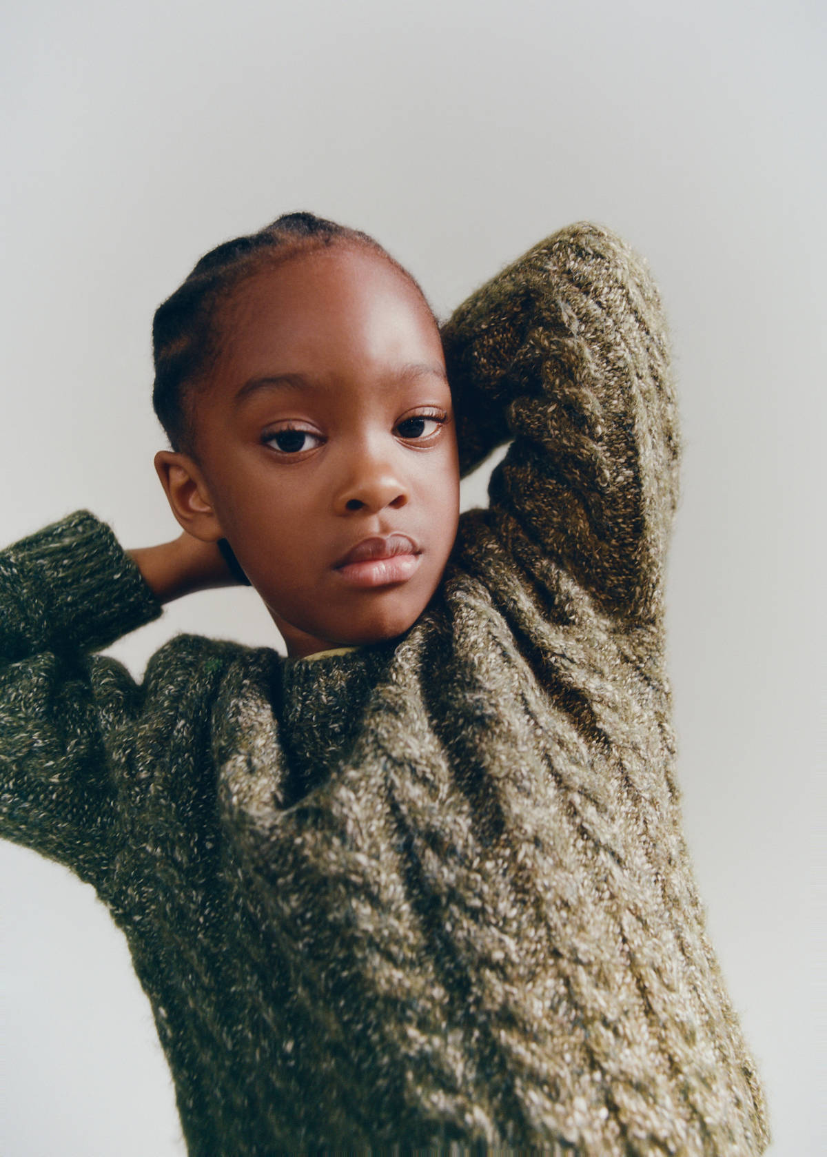 Braided knitted sweater — Green