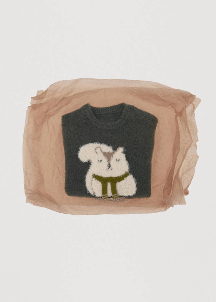 Sweater with embroidered animal — Dark Green