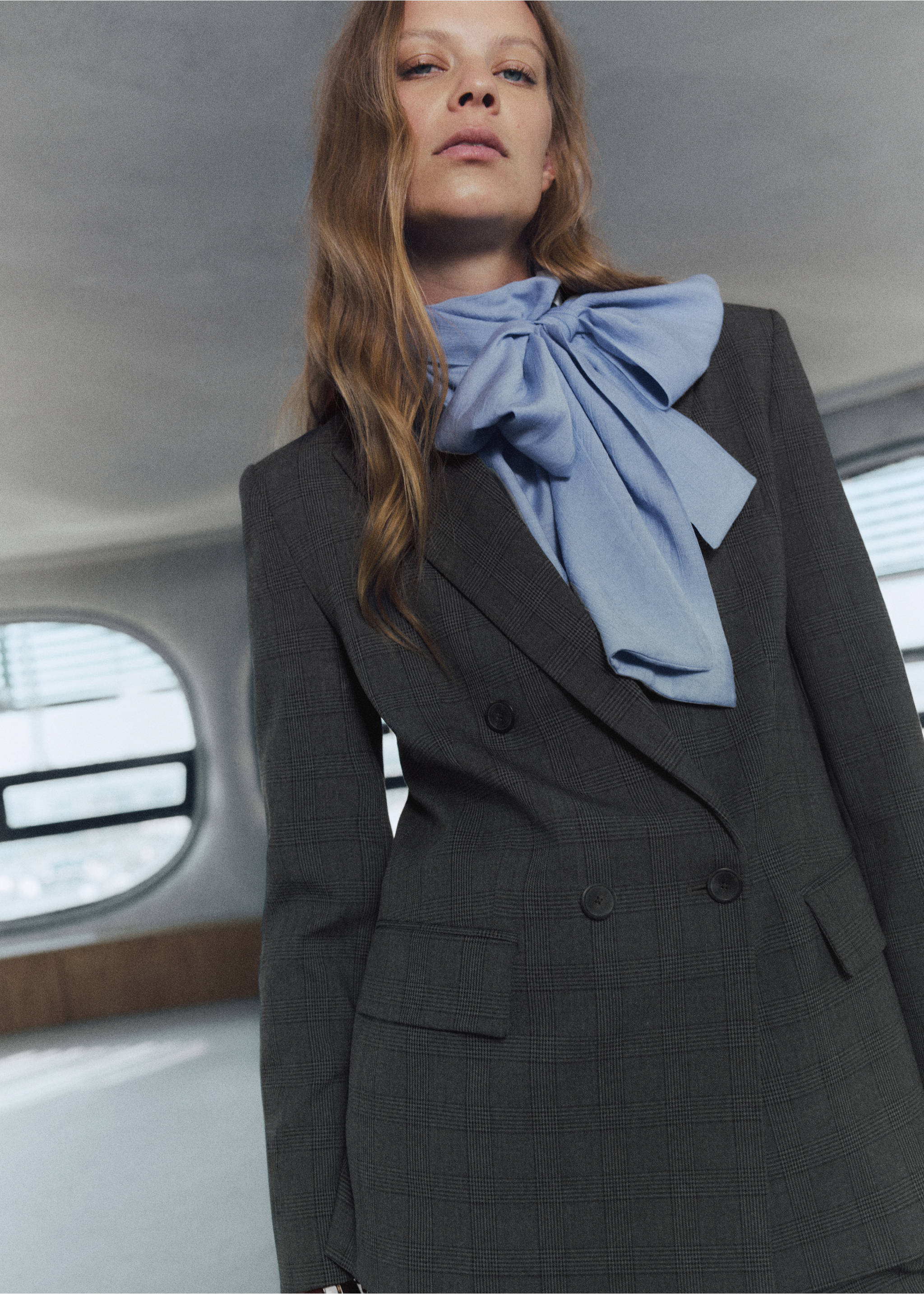 Double-breasted check suit jacket - Medium plane, Grey. Ref: 17047803-00.