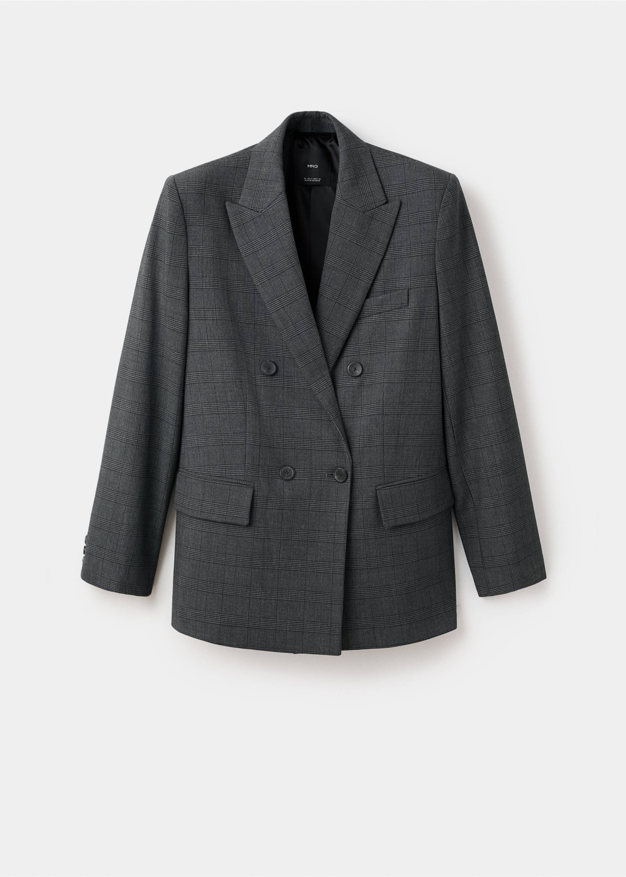 Double-breasted check suit jacket - Article without model, Grey. Ref: 17047803-00.