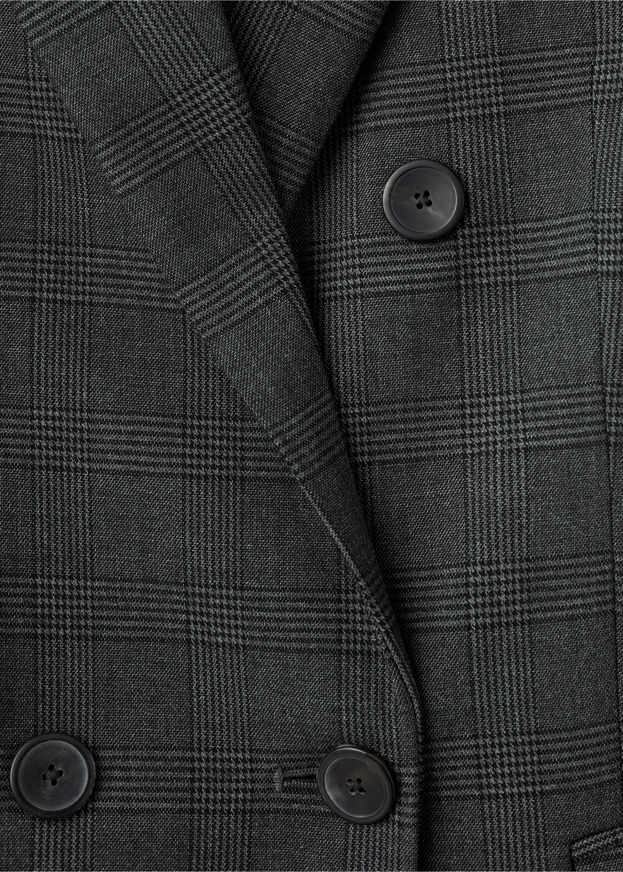 Double-breasted check suit jacket - Details of the article 0, Grey. Ref: 17047803-00.