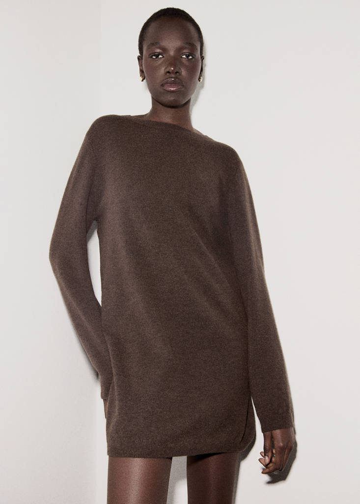 Fine-knit dress — Chocolate