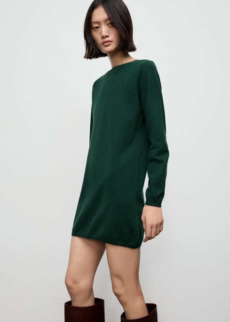 Fine-knit dress — Dark Green
