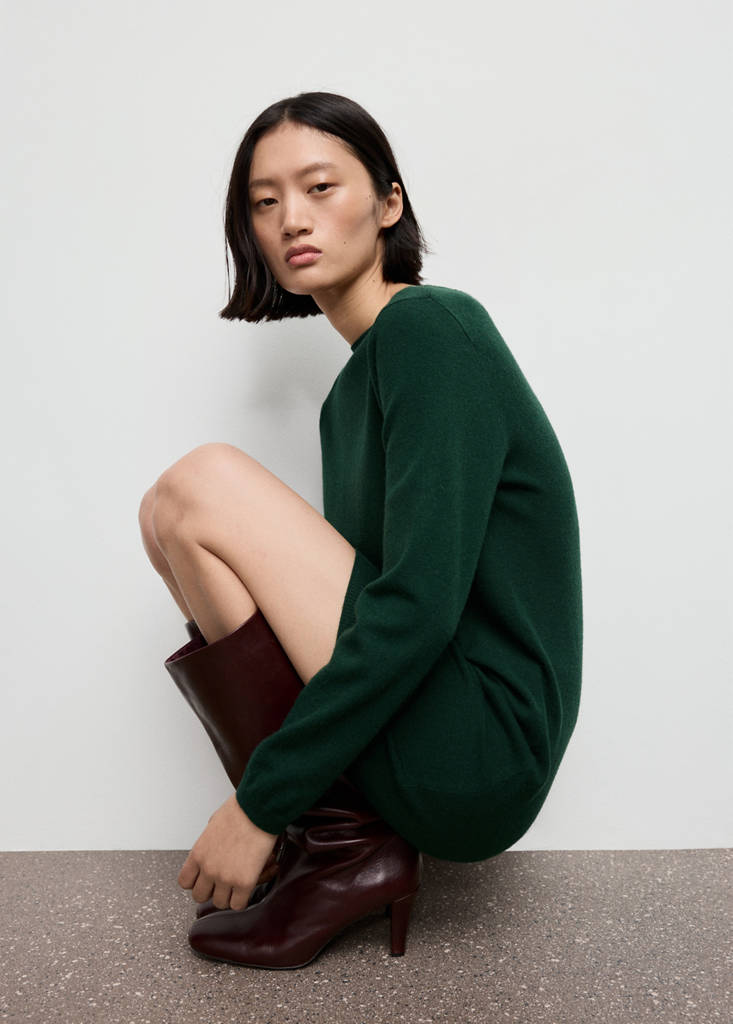 Fine-knit dress — Dark Green