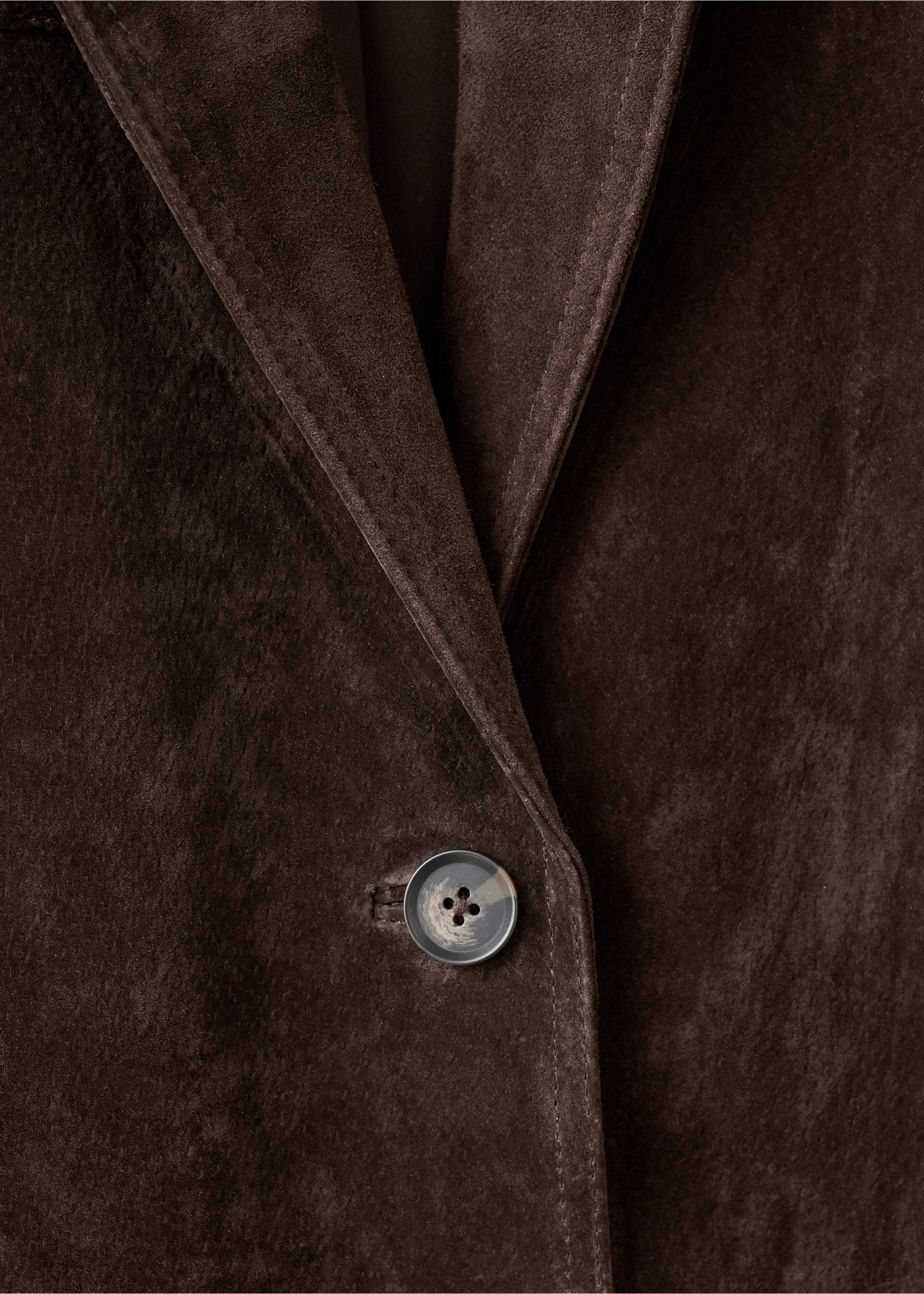 Straight suede jacket - Details of the article 8, Chocolate. Ref: 17047811-00.