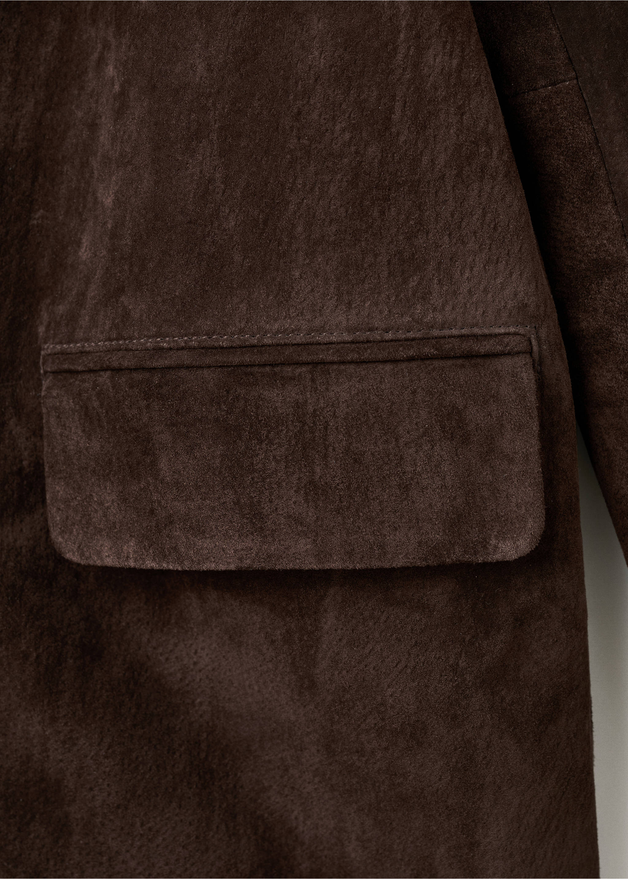 Straight suede jacket - Details of the article 0, Chocolate. Ref: 17047811-00.
