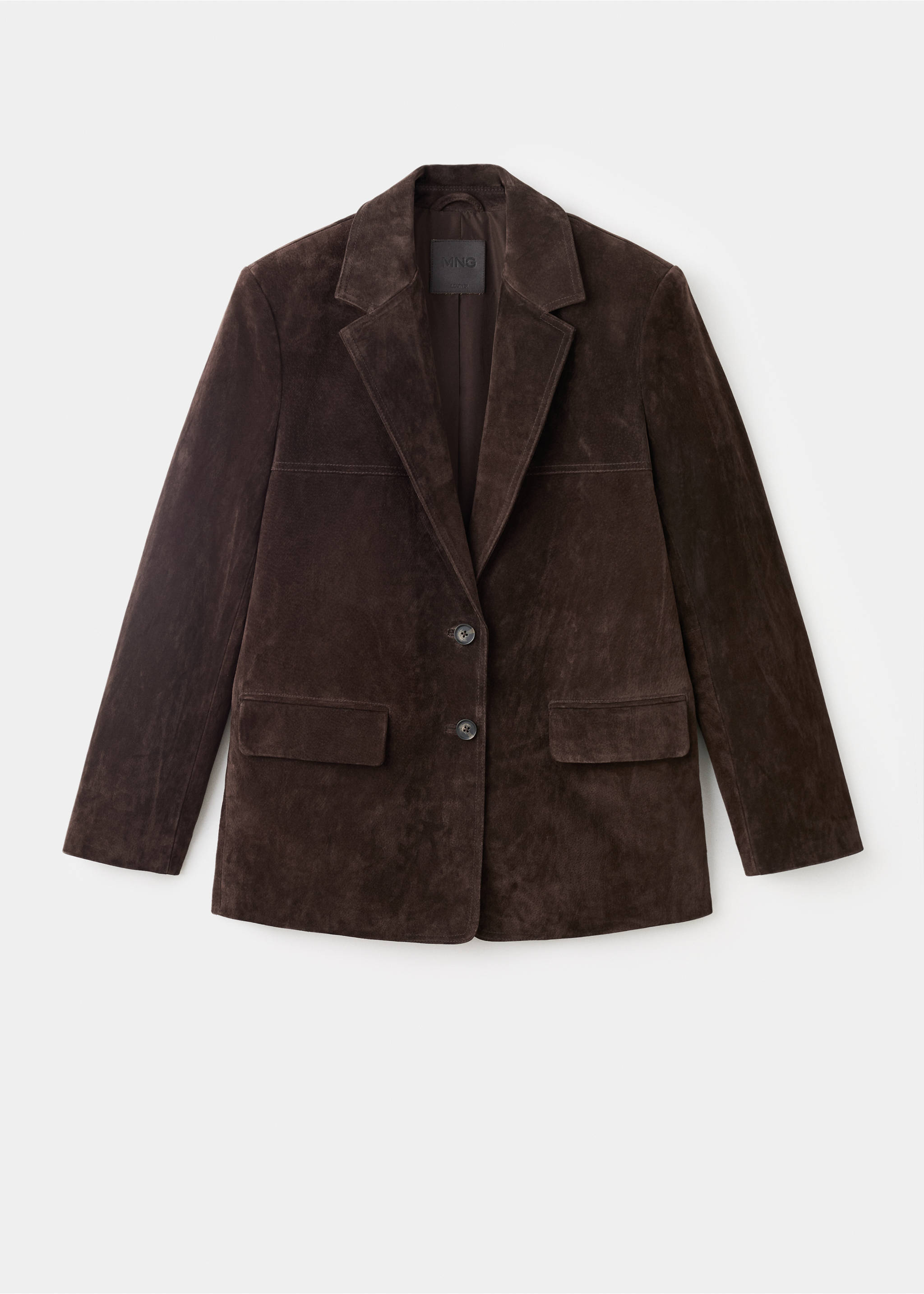 Straight suede jacket - Article without model, Chocolate. Ref: 17047811-00.