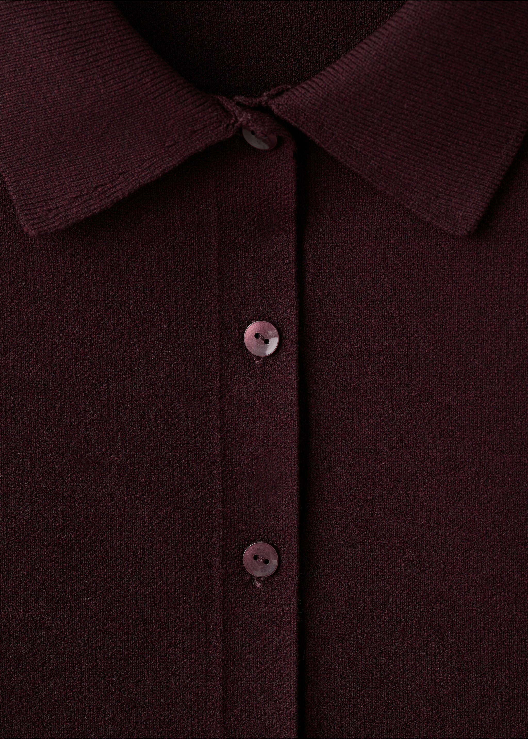 Cardigan with shirt collar - Details of the article 8, Wine. Ref: 17047813-00.