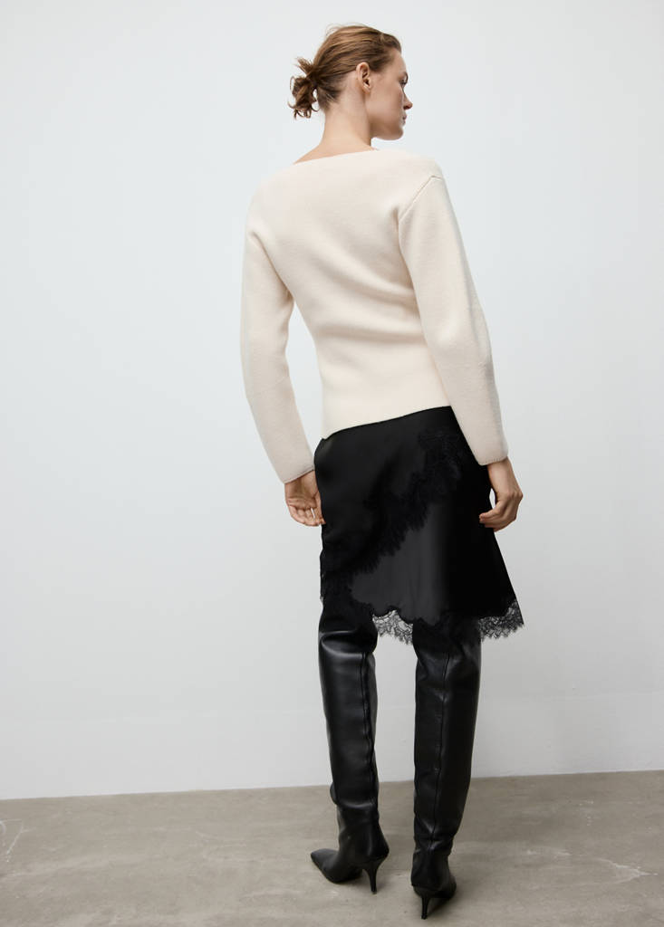 Knitted jacket with zip — Ecru