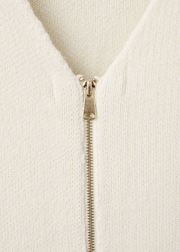 Knitted jacket with zip — Ecru