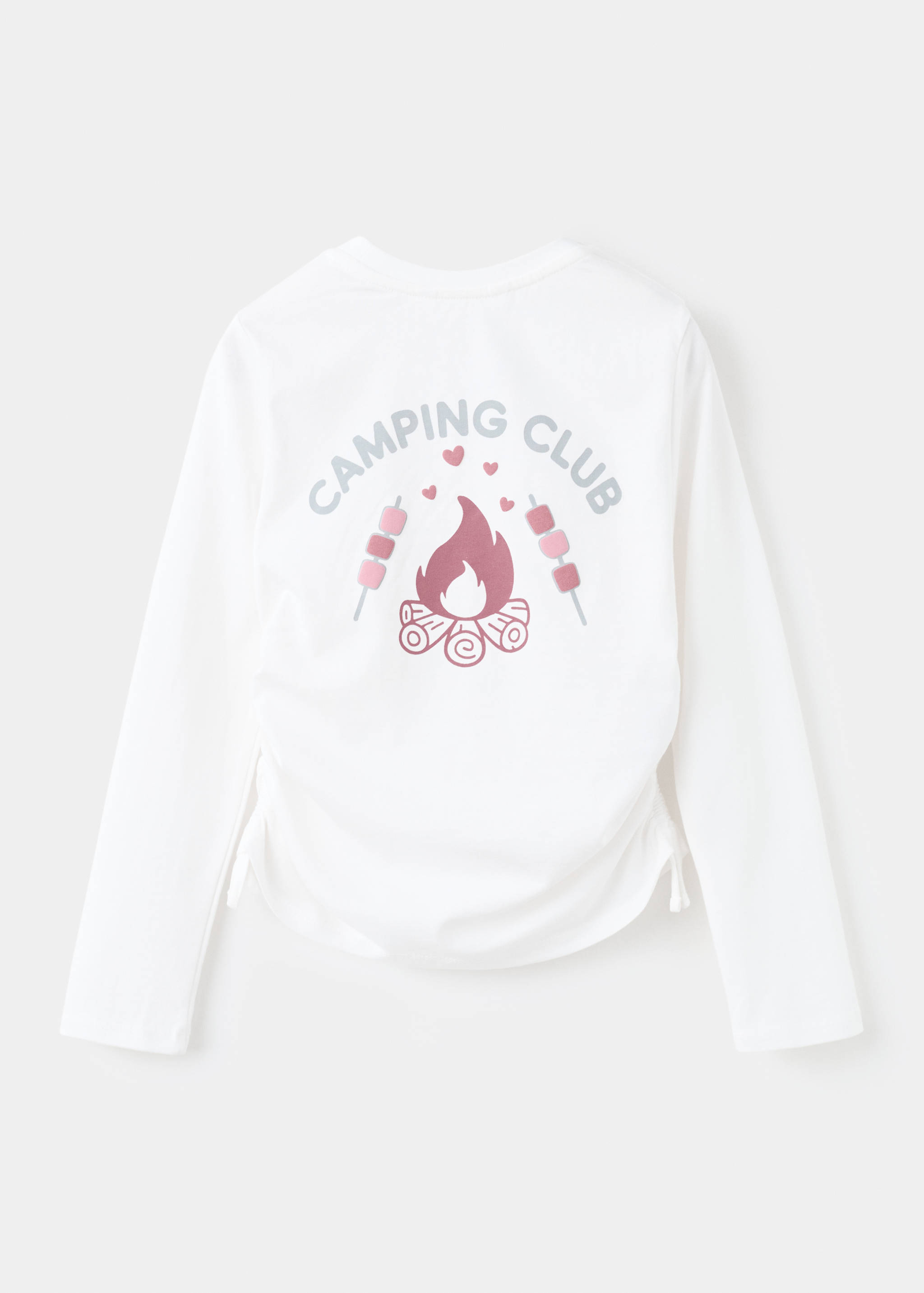 Gemustertes T-Shirt mit Faltendetail - Rückseite des Artikels