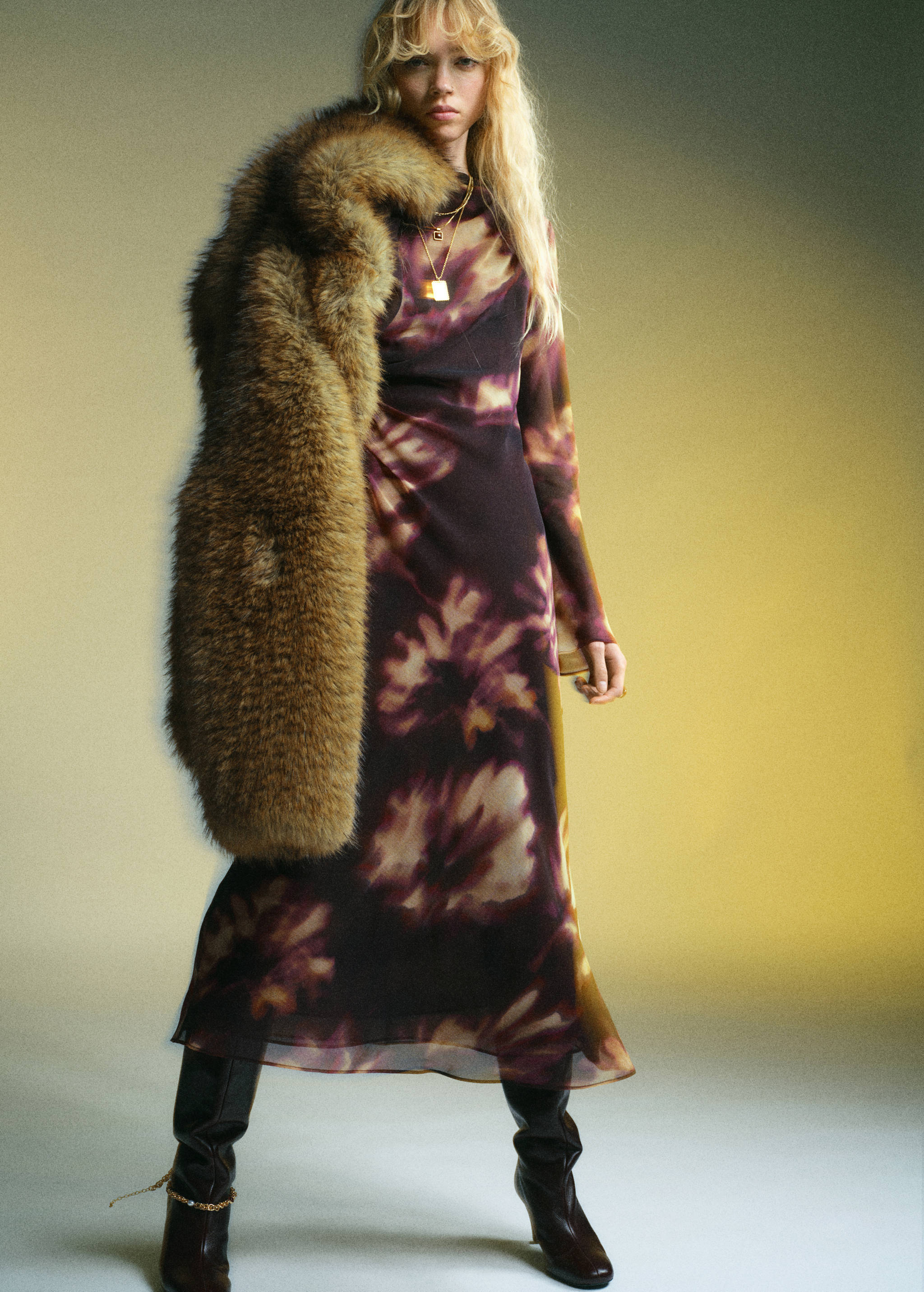 Tie-dye ruched dress - General plane