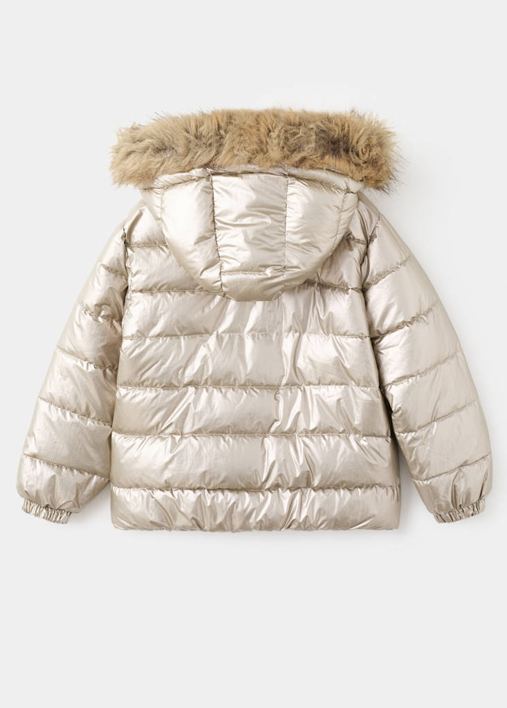 Metallic puffer jacket — Dark Silver