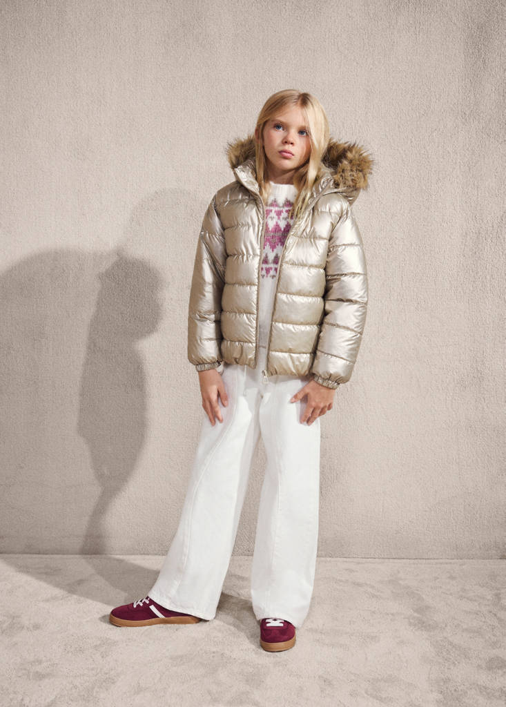 Metallic puffer jacket — Dark Silver
