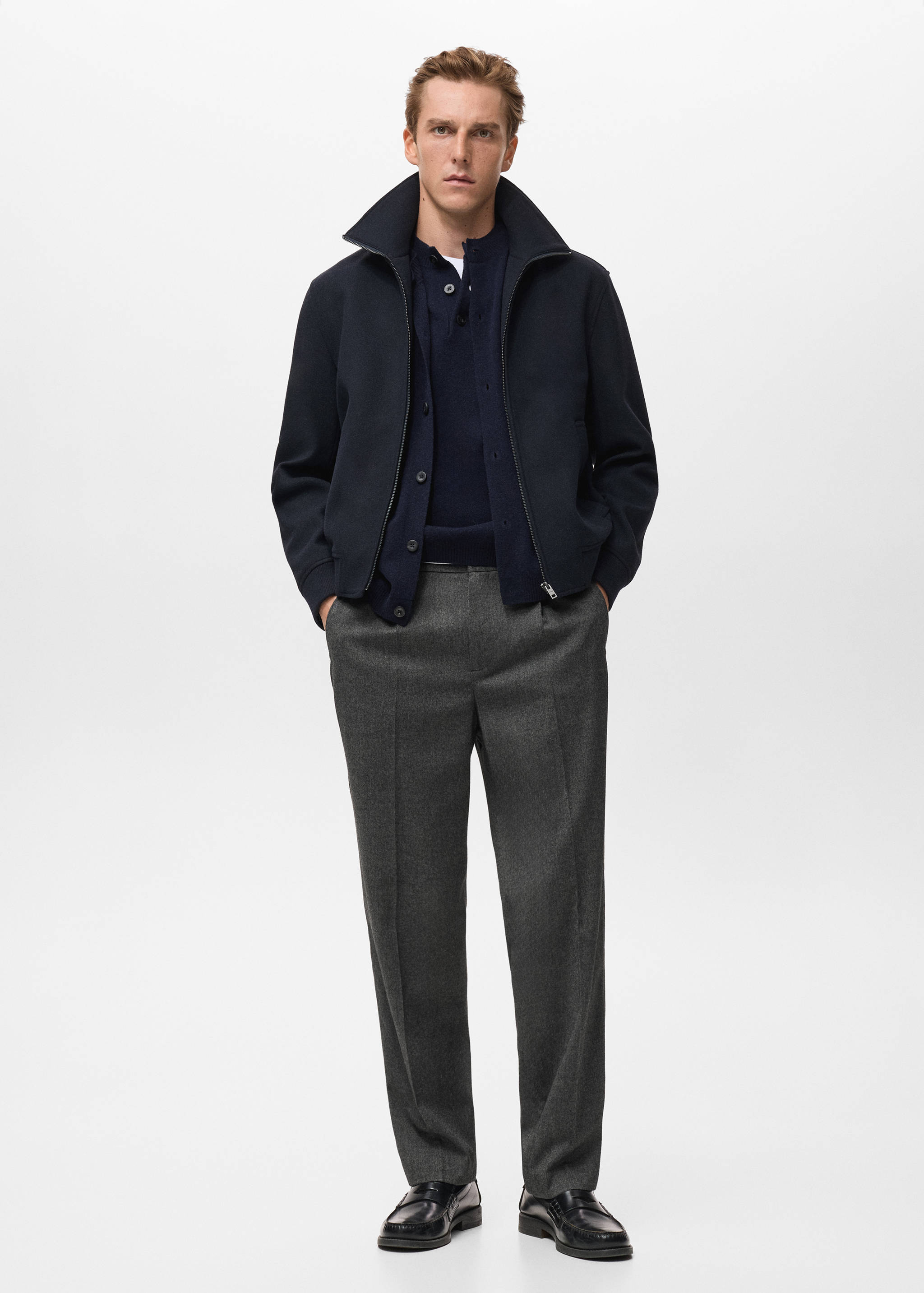 Zip textured jacket - General plane